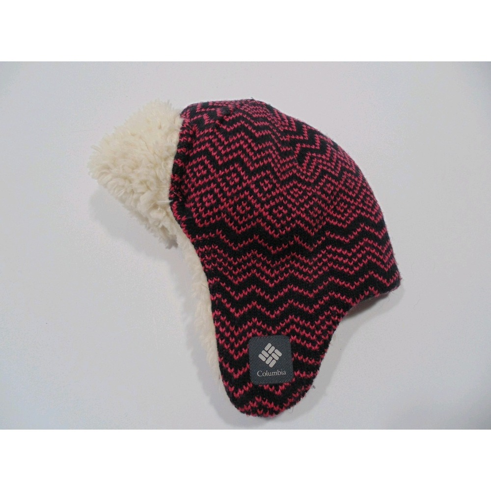 Kid's Columbia Winter Trapper Hat w/Ear Flaps Size S/M Youth Black / Pink